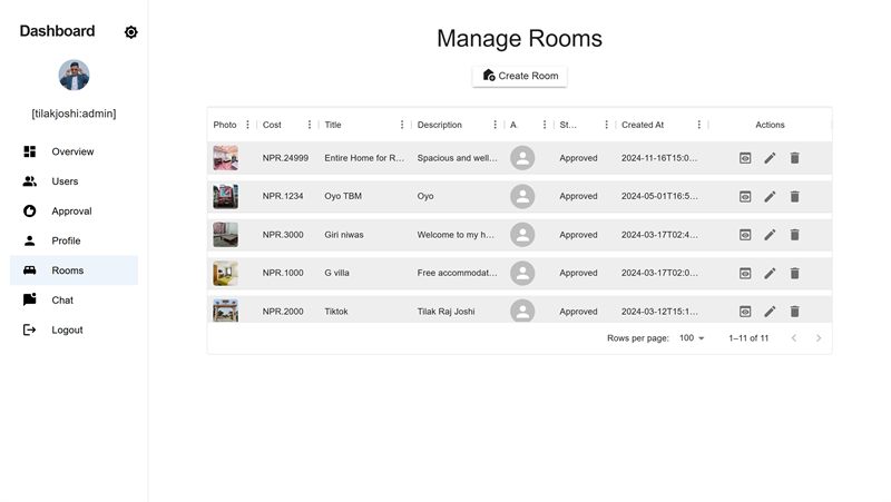 Screenshot of the Griha room finder application